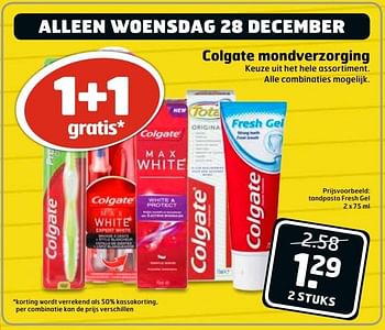 Aanbiedingen Tandpasta fresh gel - Colgate - Geldig van 27/12/2016 tot 01/01/2017 bij Trekpleister