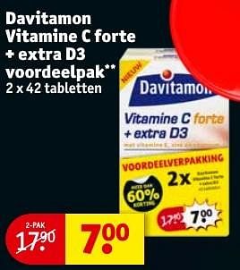 Aanbiedingen Davitamon vitamine c forte + extra d3 voordeelpak - Davitamon - Geldig van 27/12/2016 tot 01/01/2017 bij Kruidvat