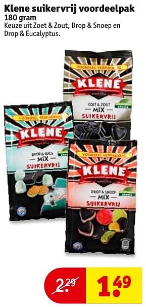 Aanbiedingen Klene suikervrij voordeelpak - Klene - Geldig van 27/12/2016 tot 01/01/2017 bij Kruidvat