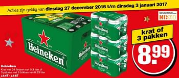 Aanbiedingen Heineken - Heineken - Geldig van 27/12/2016 tot 03/01/2017 bij Hoogvliet