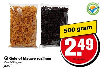 Aanbiedingen Gele of blauwe rozijnen - Huismerk - Hoogvliet - Geldig van 27/12/2016 tot 03/01/2017 bij Hoogvliet
