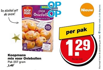 Aanbiedingen Koopmans mix voor oviebollen - Koopmans - Geldig van 27/12/2016 tot 03/01/2017 bij Hoogvliet