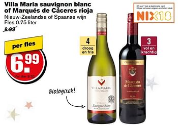 Aanbiedingen Villa maria sauvignon blanc of marqués de cáceres rioja - Rode wijnen - Geldig van 27/12/2016 tot 03/01/2017 bij Hoogvliet