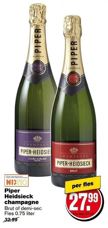 Aanbiedingen Piper heidsieck champagne - Piper-Heidsieck - Geldig van 27/12/2016 tot 03/01/2017 bij Hoogvliet