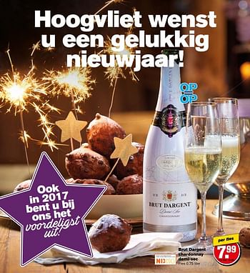 Aanbiedingen Brut dargent chardonnay demi-sec - Schuimwijnen - Geldig van 27/12/2016 tot 03/01/2017 bij Hoogvliet