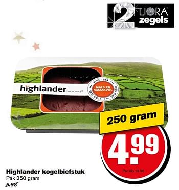 Aanbiedingen Highlander kogelbiefstuk - Highlander - Geldig van 27/12/2016 tot 03/01/2017 bij Hoogvliet