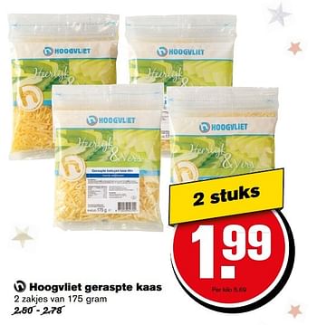 Aanbiedingen Hoogvliet geraspte kaas - Huismerk - Hoogvliet - Geldig van 27/12/2016 tot 03/01/2017 bij Hoogvliet