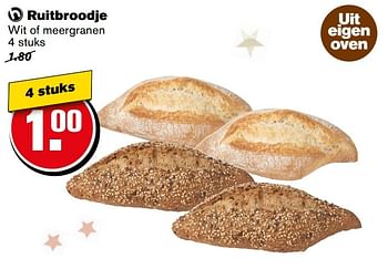Aanbiedingen Ruitbroodje wit of meergranen - Huismerk - Hoogvliet - Geldig van 27/12/2016 tot 03/01/2017 bij Hoogvliet