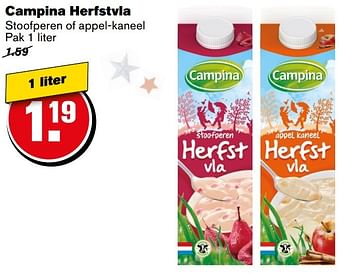 Aanbiedingen Campina herfstvla stoofperen of appel-kaneel - Campina - Geldig van 27/12/2016 tot 03/01/2017 bij Hoogvliet