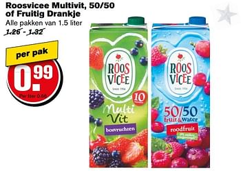 Aanbiedingen Roosvicee multivit, 50-50 of fruitig drankje - Roosvicee - Geldig van 27/12/2016 tot 03/01/2017 bij Hoogvliet