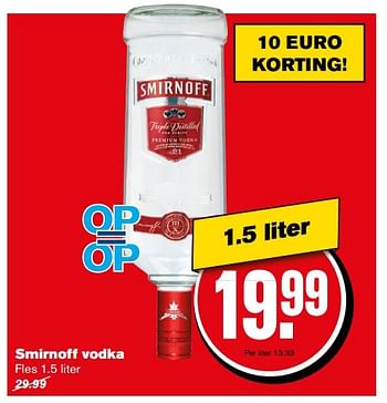 Aanbiedingen Smirnoff vodka - Smirnoff - Geldig van 27/12/2016 tot 03/01/2017 bij Hoogvliet