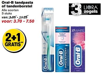 Aanbiedingen Oral-b tandpasta of tandenborstel - Oral-B - Geldig van 27/12/2016 tot 03/01/2017 bij Hoogvliet