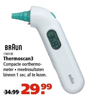 Aanbiedingen Braun thermoscan3 - Braun - Geldig van 22/12/2016 tot 04/01/2017 bij Marskramer