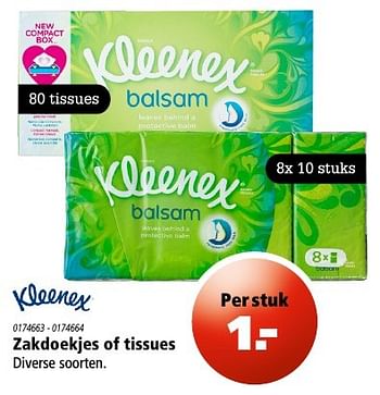 Aanbiedingen Zakdoekjes of tissues - Kleenex - Geldig van 22/12/2016 tot 04/01/2017 bij Marskramer