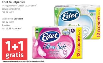 Aanbiedingen Edet toiletpapier ultra soft - Edet - Geldig van 27/12/2016 tot 04/01/2017 bij Spar