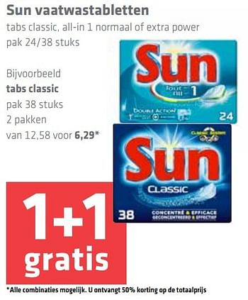 Aanbiedingen Sun vaatwastabletten tabs classic - Sun - Geldig van 27/12/2016 tot 04/01/2017 bij Spar