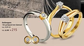 Aanbiedingen Oorknoppen 14k geelgoud met diamant v.a. 0.09 crt - Huismerk - Siebel Juweliers - Geldig van 12/12/2016 tot 05/01/2017 bij Siebel Juweliers