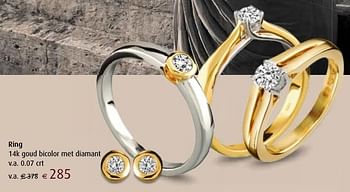 Aanbiedingen Ring 14k goud bicolor met diamant v.a. 0.07 crt - Huismerk - Siebel Juweliers - Geldig van 12/12/2016 tot 05/01/2017 bij Siebel Juweliers