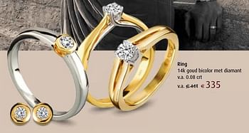 Aanbiedingen Ring 14k goud bicolor met diamant v.a. 0.08 crt - Huismerk - Siebel Juweliers - Geldig van 12/12/2016 tot 05/01/2017 bij Siebel Juweliers