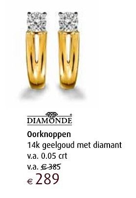 Aanbiedingen Oorknoppen 14k geelgoud met diamant v.a. 0.05 crt - Huismerk - Siebel Juweliers - Geldig van 12/12/2016 tot 05/01/2017 bij Siebel Juweliers