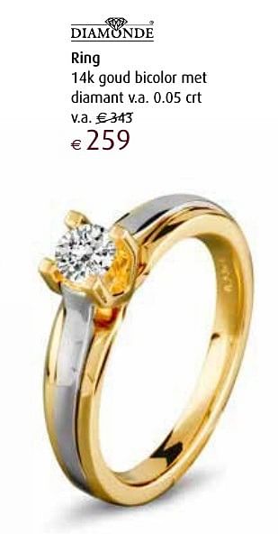 Aanbiedingen Ring 14k goud bicolor met diamant v.a. 0.05 crt - Huismerk - Siebel Juweliers - Geldig van 12/12/2016 tot 05/01/2017 bij Siebel Juweliers