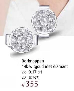 Aanbiedingen Oorknoppen 14k witgoud met diamant v.a. 0.17 crt - Huismerk - Siebel Juweliers - Geldig van 12/12/2016 tot 05/01/2017 bij Siebel Juweliers