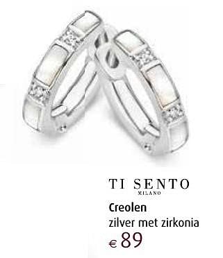 Aanbiedingen Creolen zilver met zirkonia - Ti Sento - Geldig van 12/12/2016 tot 05/01/2017 bij Siebel Juweliers