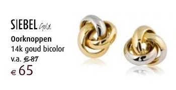 Aanbiedingen Oorknoppen 14k goud bicolor - Huismerk - Siebel Juweliers - Geldig van 12/12/2016 tot 05/01/2017 bij Siebel Juweliers