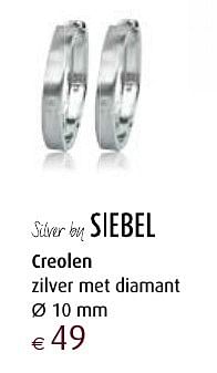 Aanbiedingen Creolen zilver met diamant - Huismerk - Siebel Juweliers - Geldig van 12/12/2016 tot 05/01/2017 bij Siebel Juweliers