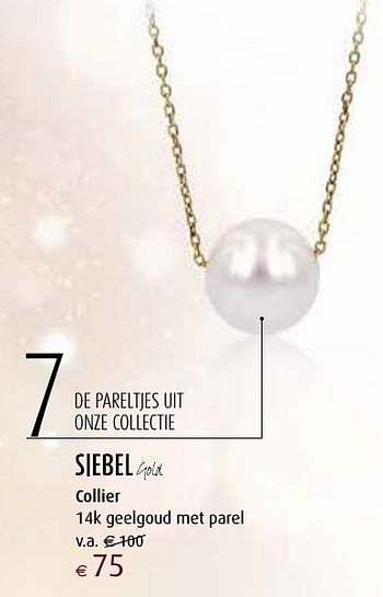 Aanbiedingen Collier 14k geelgoud met parel - Huismerk - Siebel Juweliers - Geldig van 12/12/2016 tot 05/01/2017 bij Siebel Juweliers
