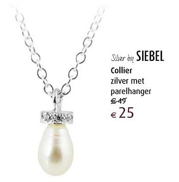 Aanbiedingen Collier zilver met parelhanger - Huismerk - Siebel Juweliers - Geldig van 12/12/2016 tot 05/01/2017 bij Siebel Juweliers