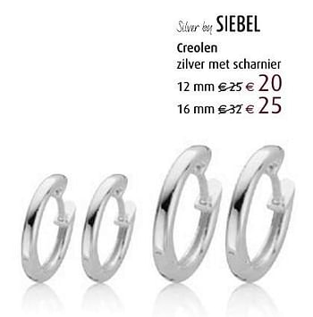 Aanbiedingen Creolen zilver met scharnier - Huismerk - Siebel Juweliers - Geldig van 12/12/2016 tot 05/01/2017 bij Siebel Juweliers