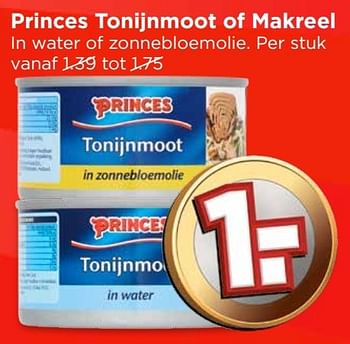 Aanbiedingen Princes tonijnmoot of makreel in water of zonnebloemolie - Princes - Geldig van 01/01/2017 tot 07/01/2017 bij Vomar