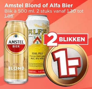 Aanbiedingen Amstel blond of alfa bier - Huismerk Vomar - Geldig van 01/01/2017 tot 07/01/2017 bij Vomar