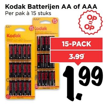 Aanbiedingen Kodak batterijen aa of aaa - Kodak - Geldig van 01/01/2017 tot 07/01/2017 bij Vomar