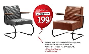 Aanbiedingen Fauteuil aure + aldosa in lederlook jaguar pu - Huismerk - Profijt Meubelen - Geldig van 16/12/2016 tot 08/01/2017 bij Profijt Meubel