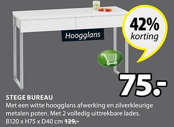 Aanbiedingen Stege bureau - Huismerk - Jysk - Geldig van 24/12/2016 tot 08/01/2017 bij Jysk