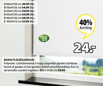 Aanbiedingen Bokn plisségordijn - Huismerk - Jysk - Geldig van 24/12/2016 tot 08/01/2017 bij Jysk