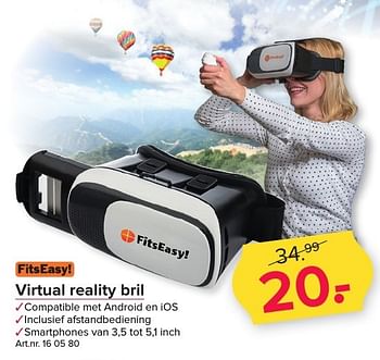 Aanbiedingen Fitseasy virtual reality bril - Fitseasy - Geldig van 25/12/2016 tot 08/01/2017 bij Kijkshop