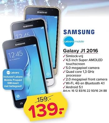 Aanbiedingen Samsung galaxy j1 2016 - Samsung - Geldig van 25/12/2016 tot 08/01/2017 bij Kijkshop