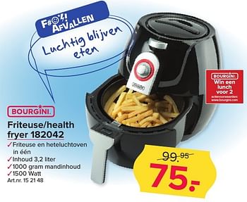 Aanbiedingen Bourgini friteuse-health fryer 182042 - Bourgini - Geldig van 25/12/2016 tot 08/01/2017 bij Kijkshop