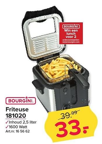 Aanbiedingen Bourgini friteuse 181020 - Bourgini - Geldig van 25/12/2016 tot 08/01/2017 bij Kijkshop