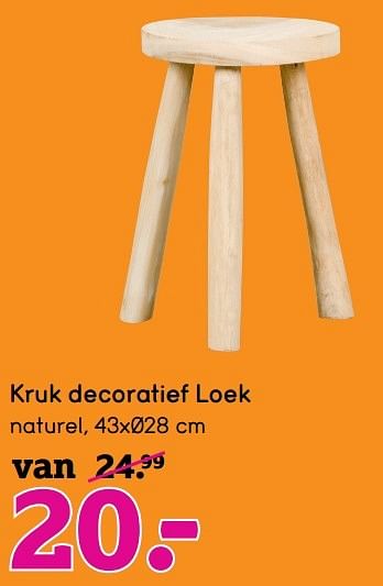 Aanbiedingen Kruk decoratief loek - Huismerk - Leen Bakker - Geldig van 26/12/2016 tot 08/01/2017 bij Leen Bakker