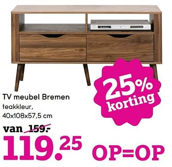 Aanbiedingen Tv meubel bremen - Huismerk - Leen Bakker - Geldig van 26/12/2016 tot 08/01/2017 bij Leen Bakker