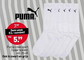 Aanbiedingen Puma crew sport 3 paar sokken - Puma - Geldig van 26/12/2016 tot 08/01/2017 bij Scapino