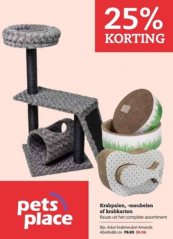 Aanbiedingen Krabpalen, -meubelen of krabkarton - Huismerk - Pets Place - Geldig van 26/12/2016 tot 08/01/2017 bij Pets Place
