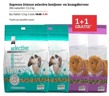 Aanbiedingen Supreme science selective konijnen- en knaagdiervoer - Science selective - Geldig van 26/12/2016 tot 08/01/2017 bij Pets Place