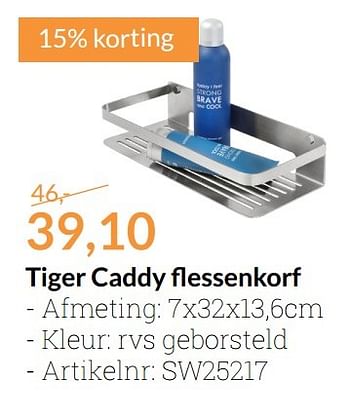 Aanbiedingen Tiger caddy flessenkorf - Tiger - Geldig van 01/01/2017 tot 31/01/2017 bij Sanitairwinkel