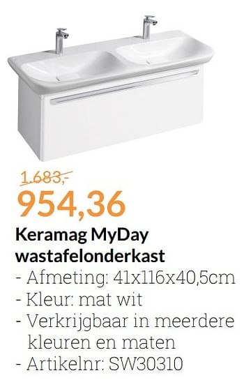 Aanbiedingen Keramag myday wastafelonderkast - Keramag - Geldig van 01/01/2017 tot 31/01/2017 bij Sanitairwinkel