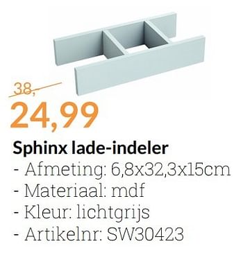 Aanbiedingen Sphinx lade-indeler - Sphinx - Geldig van 01/01/2017 tot 31/01/2017 bij Sanitairwinkel
